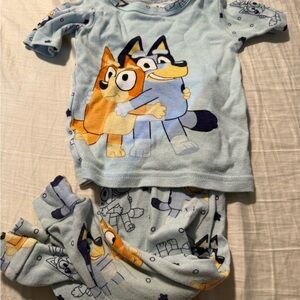 Playful Fox Kids Pajama Set - Light Blue and Orange